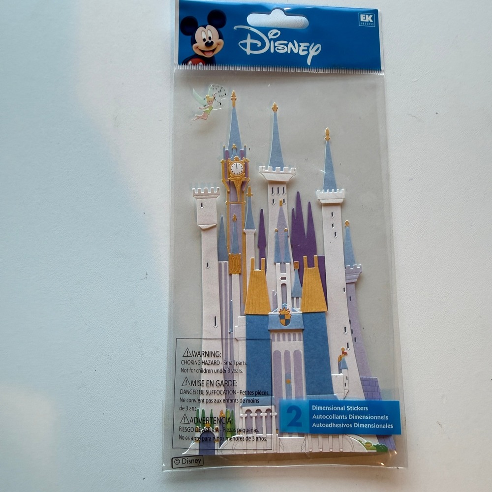 Disney Jolee's Boutique Cinderella Castle Tinker Bell Dimensional Stickers 2pc